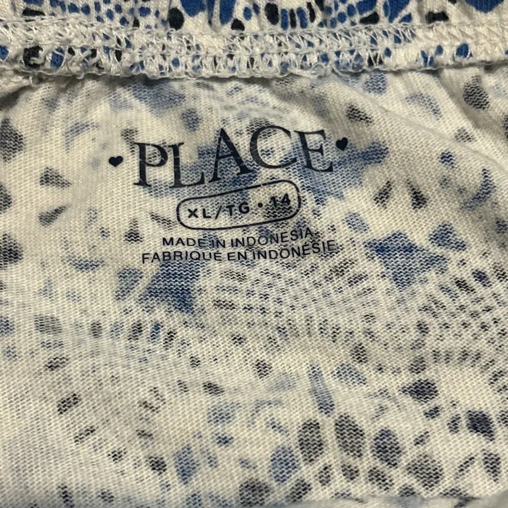 The Children's Place Girls Blue & White Lace Print Knit Shorts – Size 14